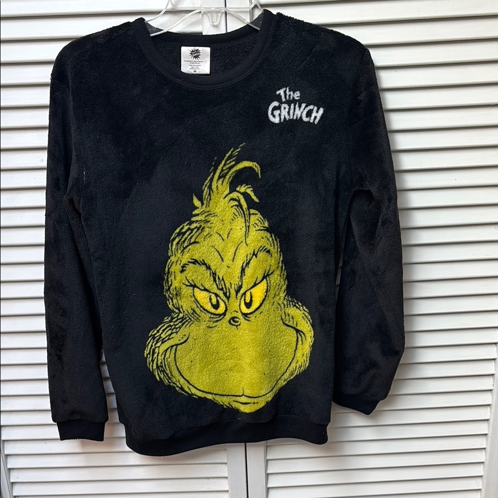 The Grinch Black and Yellow green plush sweatshirt